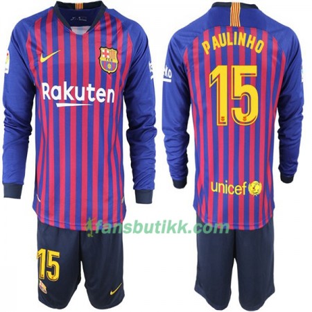 Fotballdrakt FC Barcelona Paulinho 15 Barn Hjemmetrøye 2018-2019 Langermet